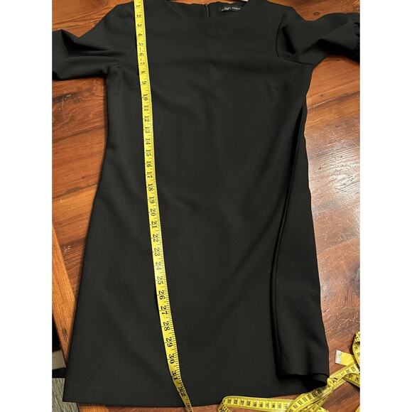 Zara Women's Black Bell Sleeve Mini Dress 3/4 Sleeve Size Small - Picture 8 of 8